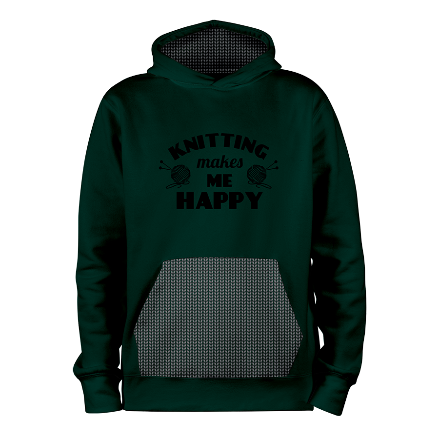 Knitting Happy_VERT-NOIR_hoodies_Devant Knitting Happy_VERT-NOIR_hoodies_Devant