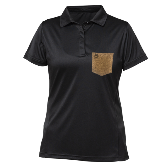 Women-polo-dri-fit-100%-polyester-pocket-black