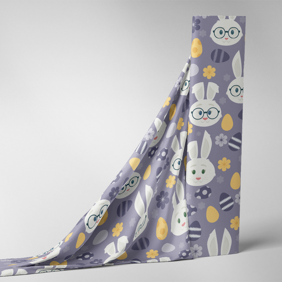 329_Lapins Oeufs de Pâques Mauve Jaune Blanc