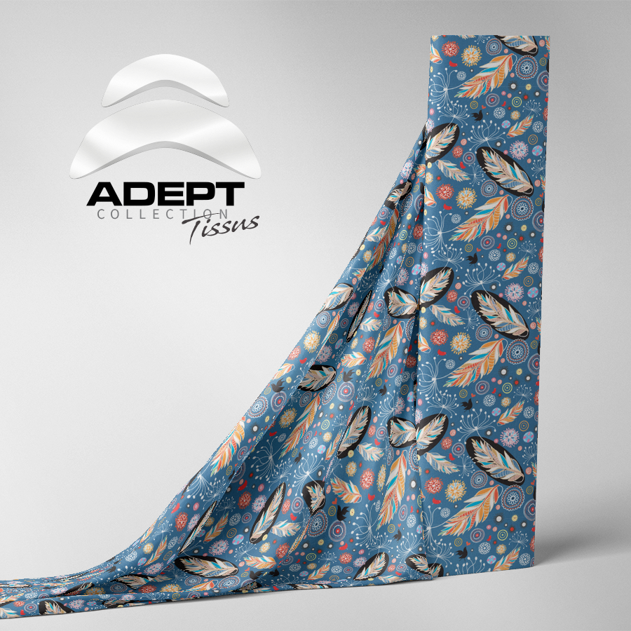 353_Plumes Bleu Noir Orange