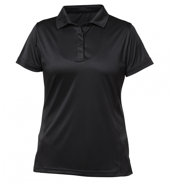 Women polo dri-fit 100% polyester black
