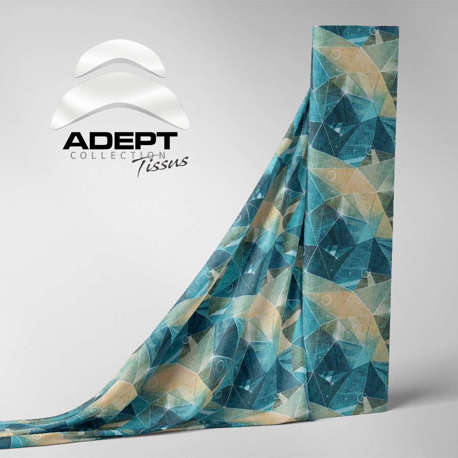 423_Polygones Turquoise Beige