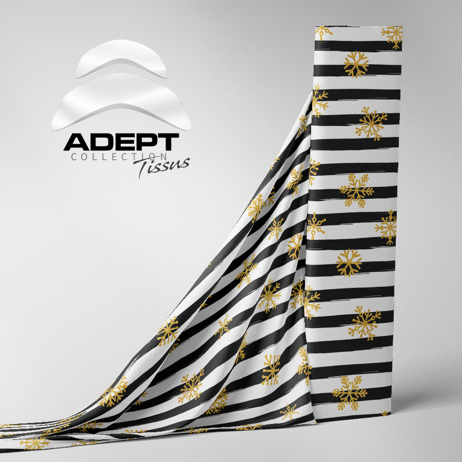 439_Flocons Ligné Noir Blanc Or