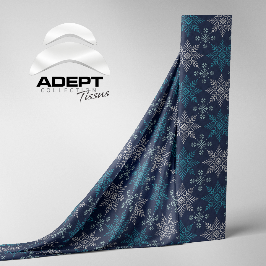 481_Tricot Flocon des fêtes Bleu