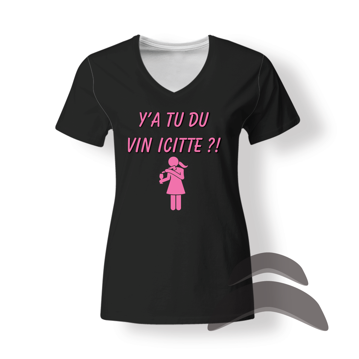 T-Shirt_Col_Rond_FEMME_NOIR_HUMOURY'a tu du vin icitte