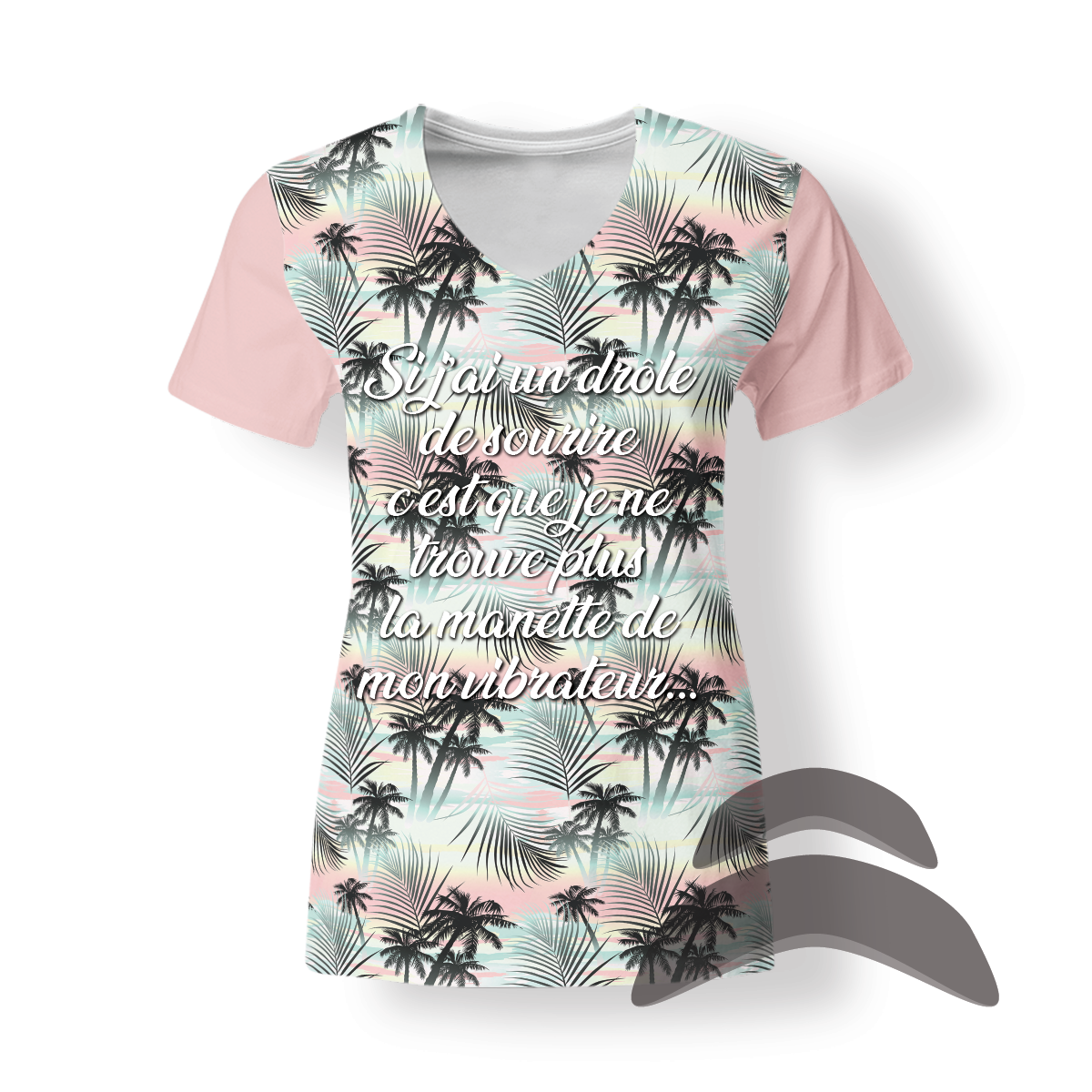 T-Shirt_Col_Rond_FEMME_PALMIERS_HUMOUR_Mannette Vibro T-Shirt_Col_Rond_FEMME_PALMIERS_HUMOUR_Mannette Vibro